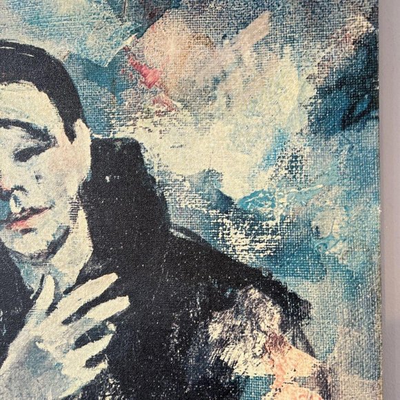 "SAD FACE CLOWN" Print on Canvas 28 x 22 Inches, MCM Mid-Century - Picture 5 of 12